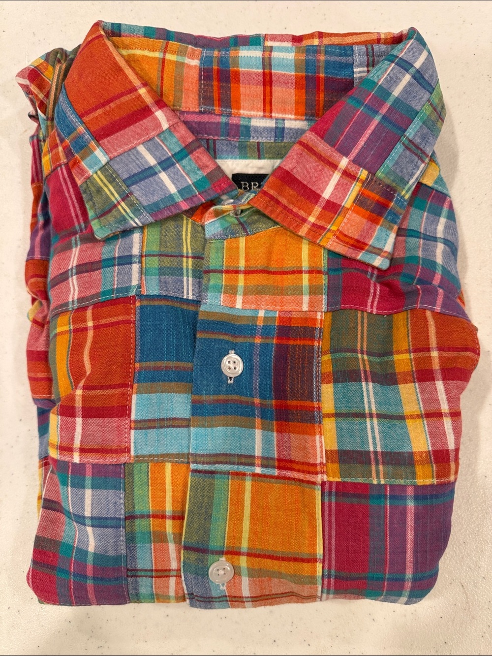 BR Kids Multi-Color Patchwork Plaid Button-Down Shirt